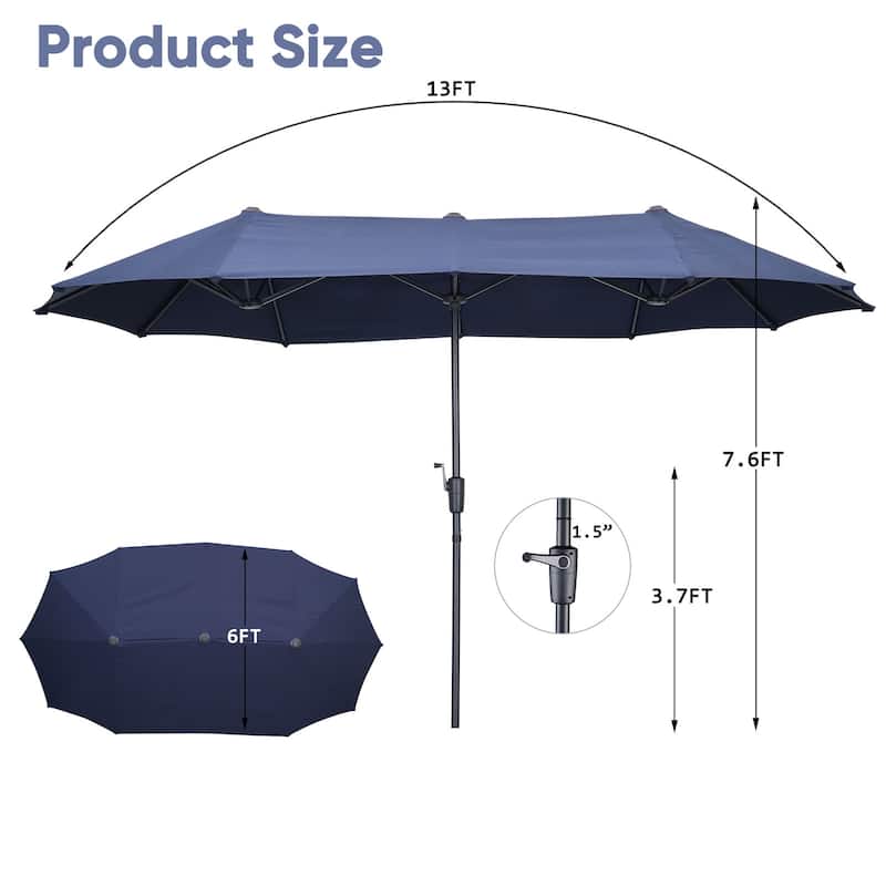 Ainfox 13Ft Large Outdoor Patio Umbrella with Crank With Base
