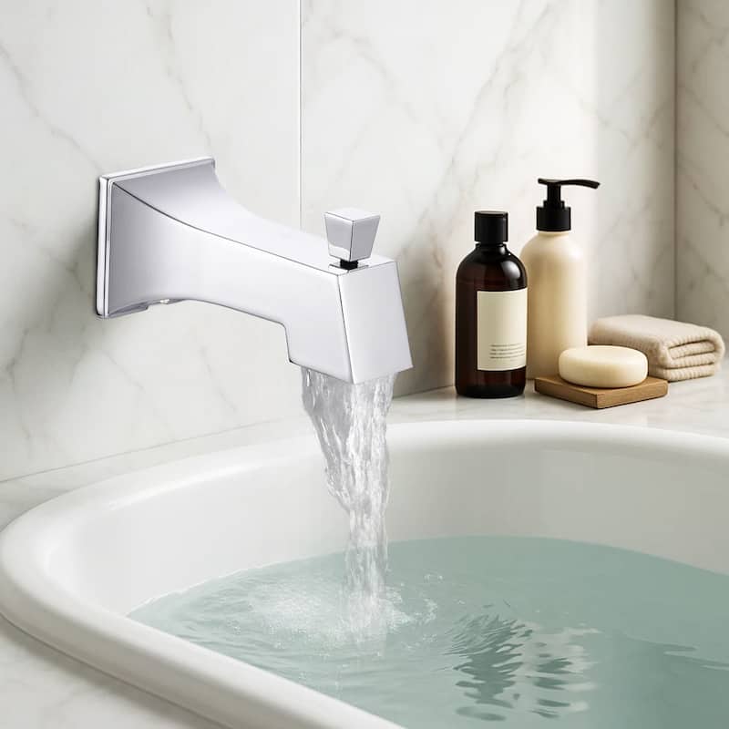 WOWOW Integrated Diverter Square Bathtub Spout in Modern