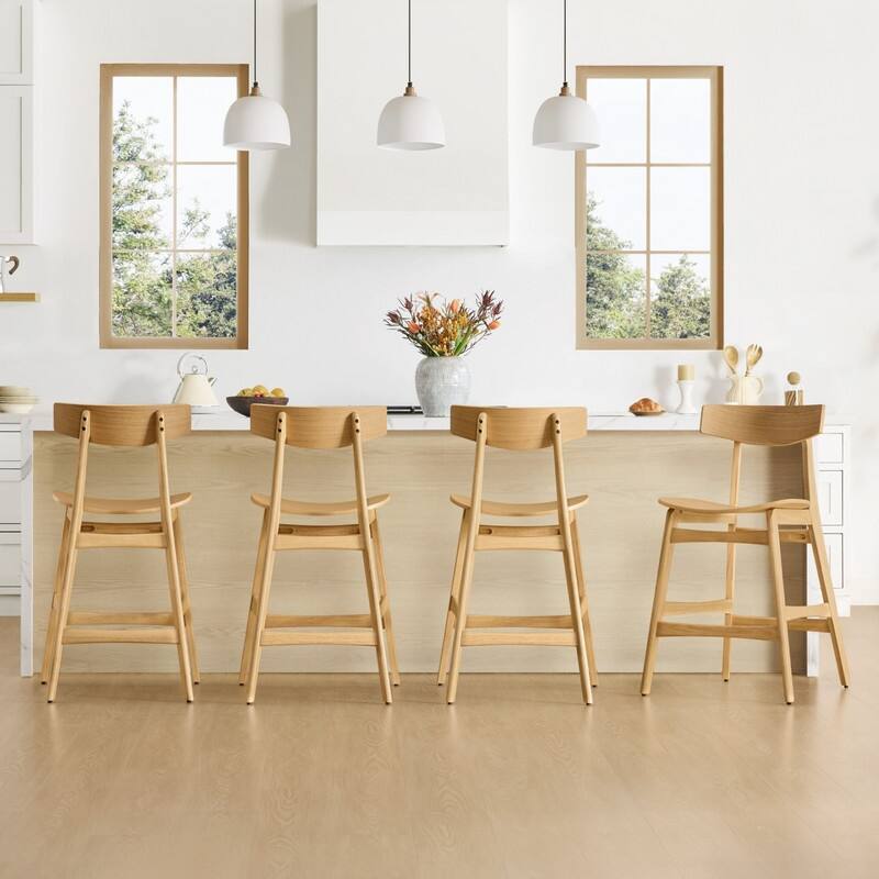 Spruce & Spring Modern Farmhouse Bar Stool with Bentwood Back and Saddle Seat