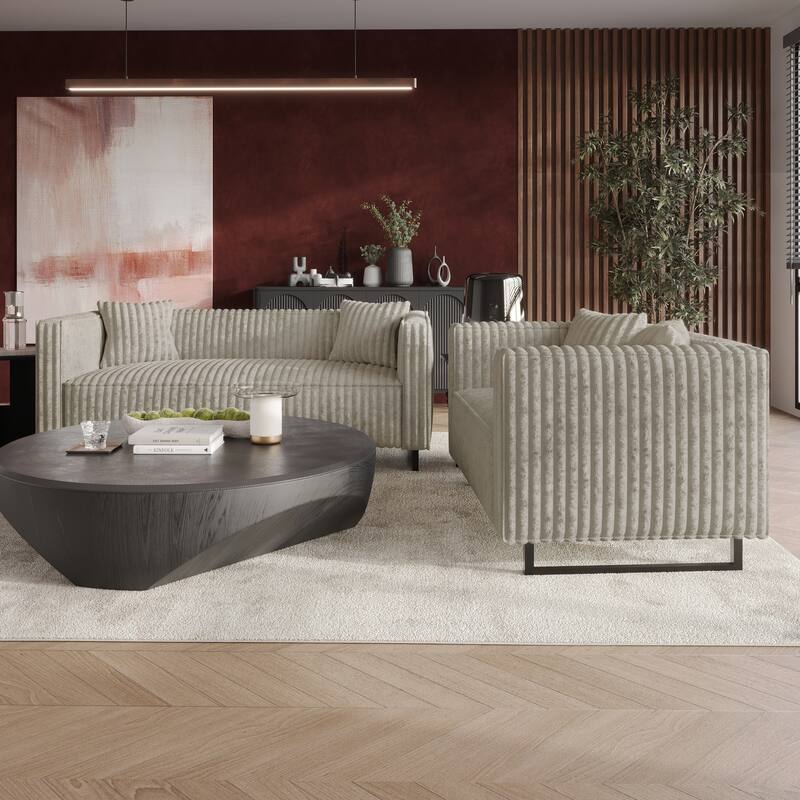 CraftPorch Mid Century Modern 2- Pieces Upholstered Living Room Set