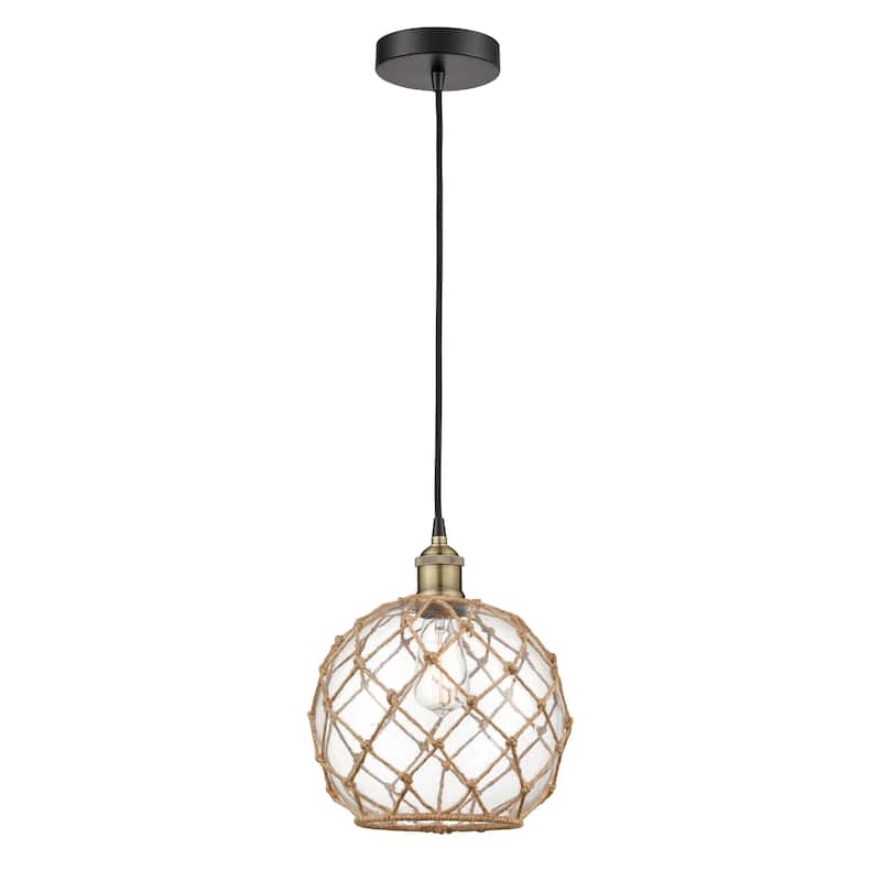 Innovations Lighting Edison - 1 Light 10" Cord Hung Mini Pendant - Black Antique Brass/Clear, Brown
