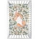 preview thumbnail 3 of 4, Baby Girl Fitted Mini Crib Sheet Vintage Floral Blue Yellow Portable Crib Pack Play Taupe White Shabby Chic Flower Boho Bohemian