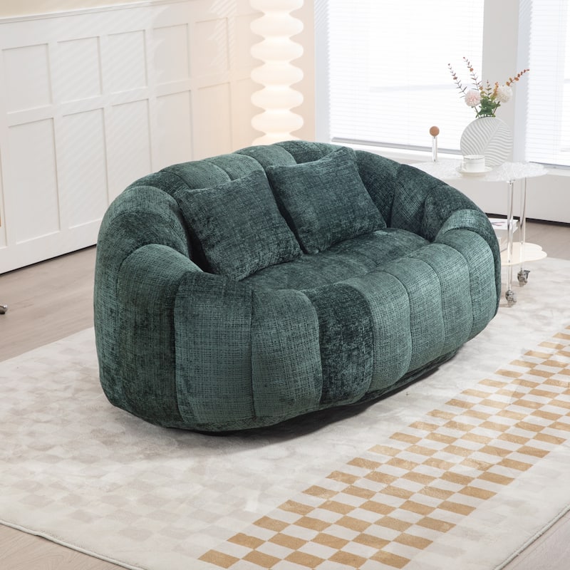 Modern Chenille 2-Seater Bean Bag Chair with 2 Pillows