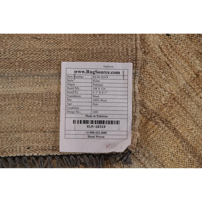 Earth Tone Kilim Modern Area Rug - 4'1''x 6'2''
