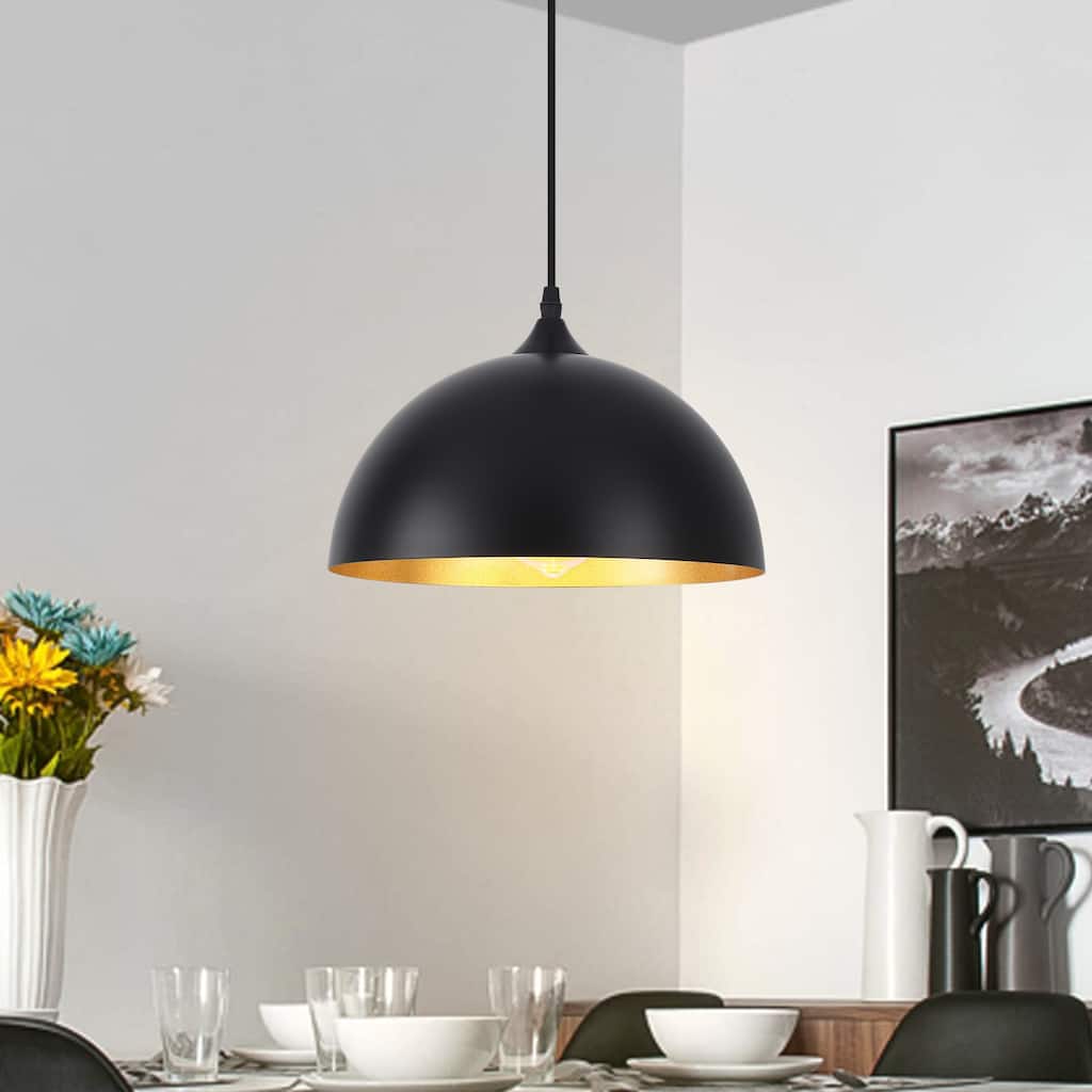 11.81-Inch Industrial Bowl Shape Pendant Light for Kitchen Island Dining Room, Bedroom, Hallway