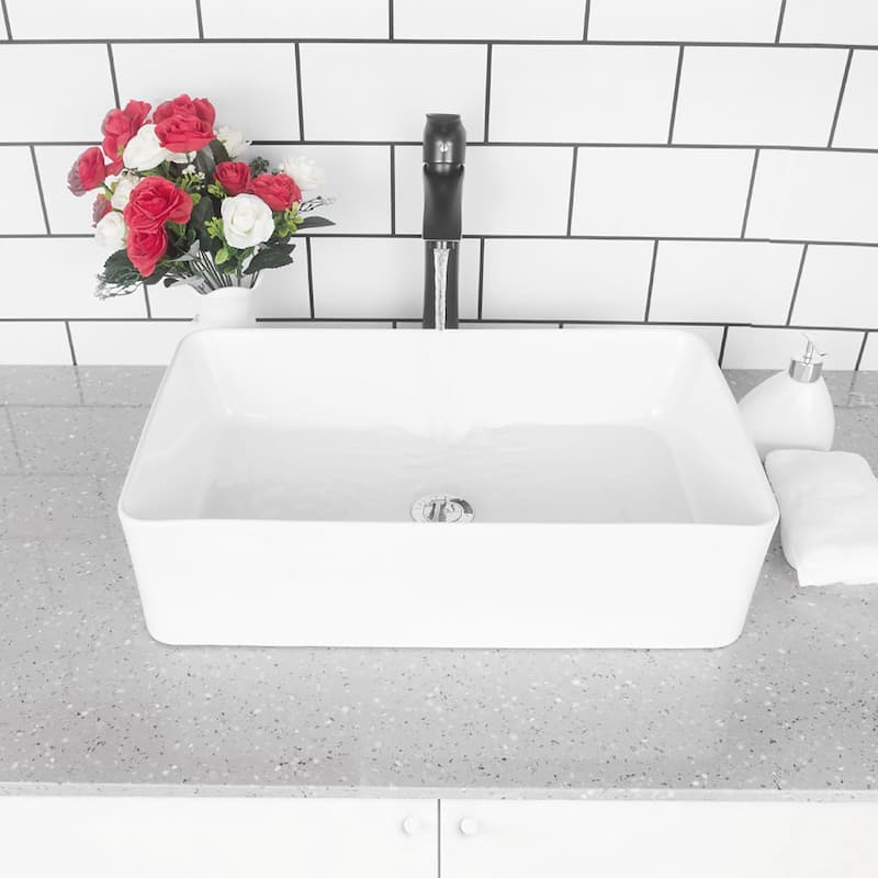 Vitreous China Rectangular Bathroom Vessel Sink