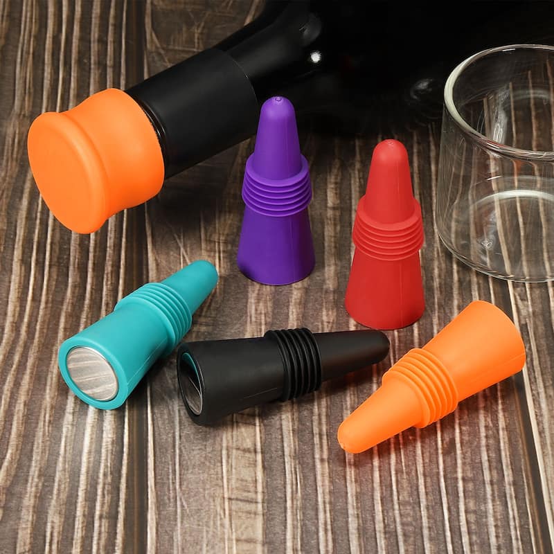 4Pcs Wine Stoppers Silicone Beverage Bottle Sealer Caps Reusable Cover