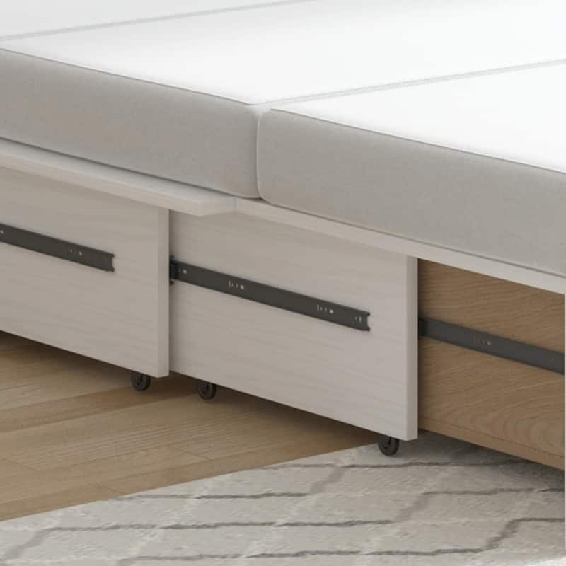 Mixoy Modern Murphy Bed Chest with Mattress,Storage Drawer,Charging Station