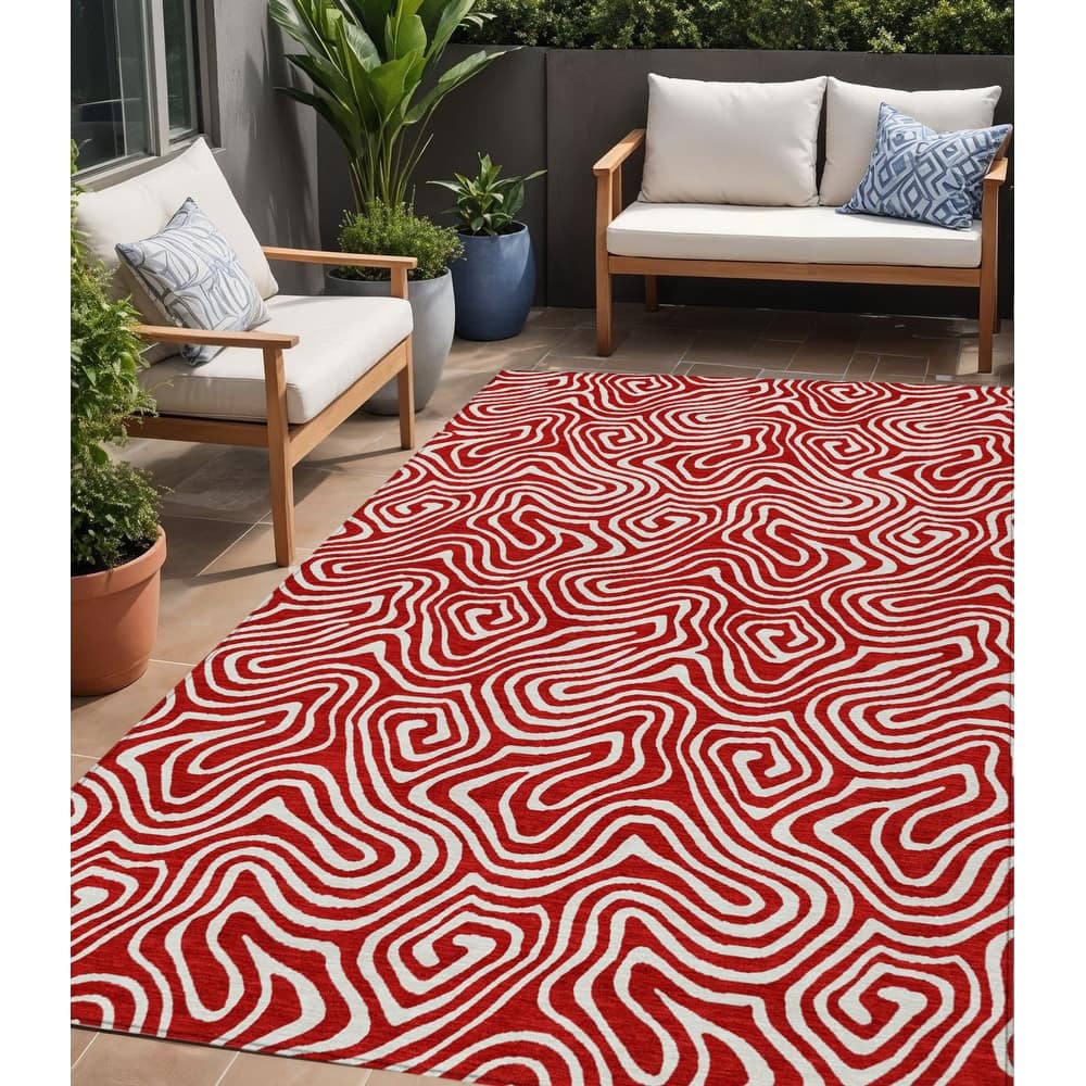 HomeRoots Abstract Transitional Rectangle Outdoor Rug
