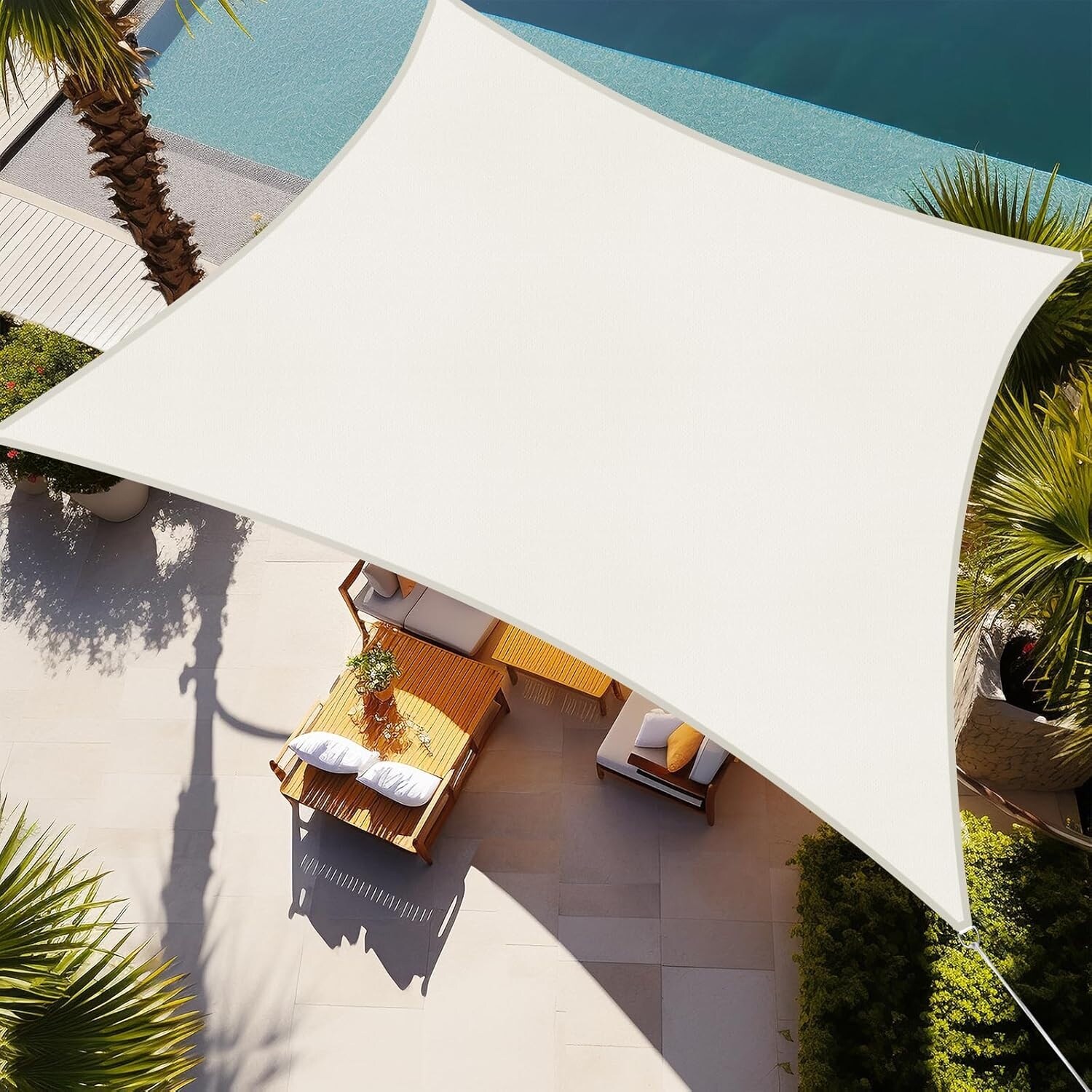 Rectangle Sun Shade Sail 13'X20' Permeable Canopy for Patio Garden Yard Deck Pergola