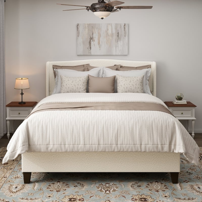 Bed Frame with 49.21"High Back Upholstered Headboard and 27.17" High Footboard