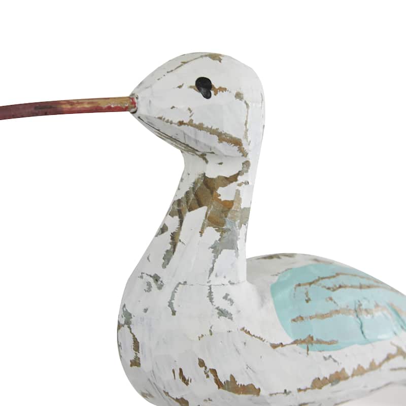 White Wood Bird Decorative Sculpture - 12 x 3 x 21