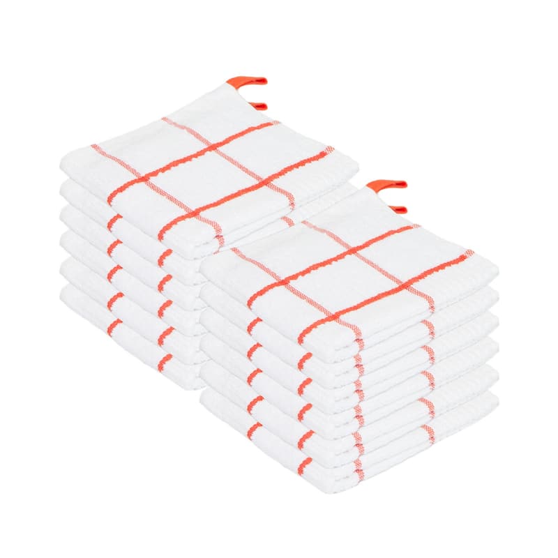 The Sloppy Chef Premier 12-Piece Windowpane Dishcloths - 13x13 - Saffron