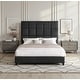 preview thumbnail 1 of 14, Bridgevine Home Tall Granite Dark Grey Square Headboard Upholstered Platform Bed Queen
