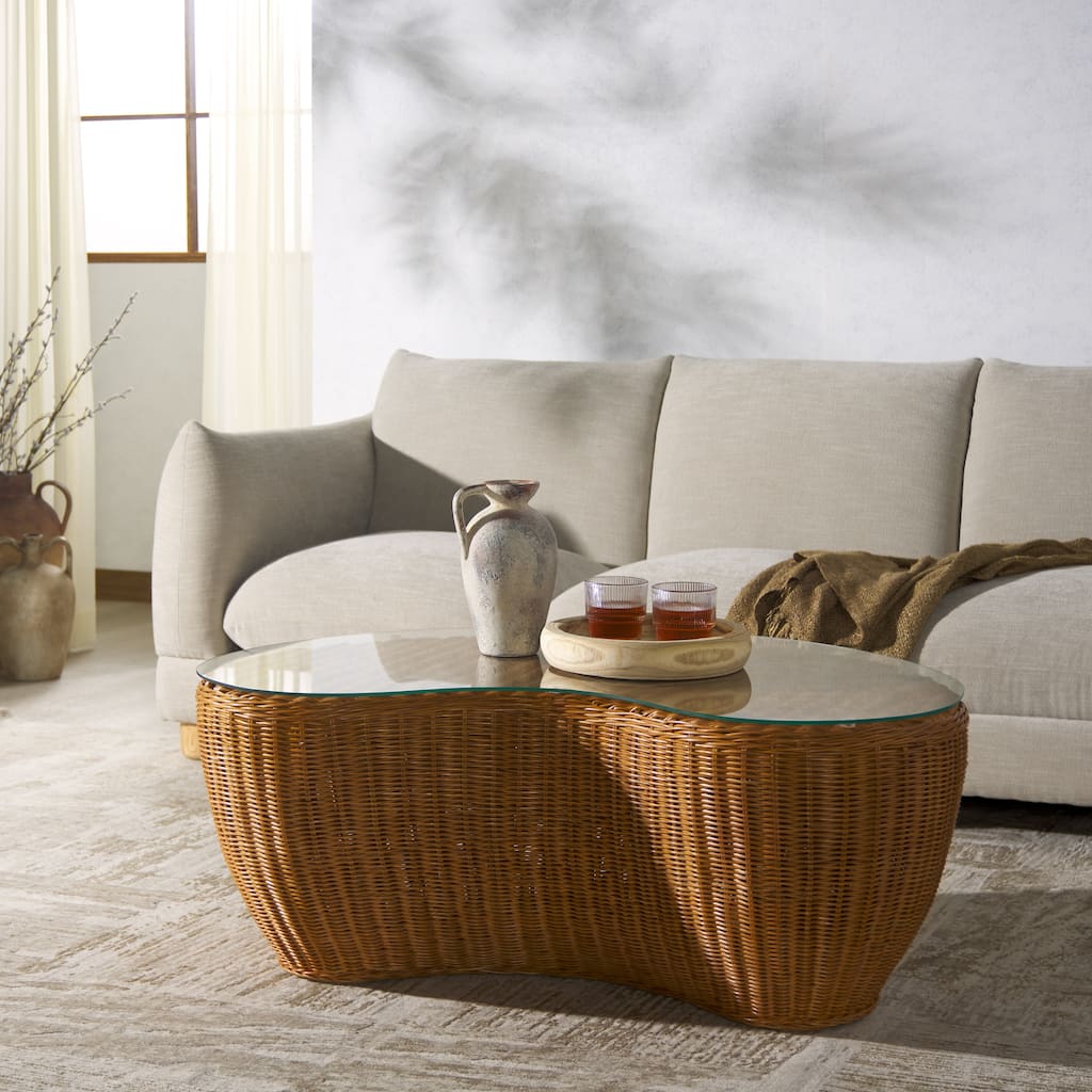 SAFAVIEH Couture Hylda Rattan Coffee Table, Fully Assembled - 43"W x 29"D x 16"H