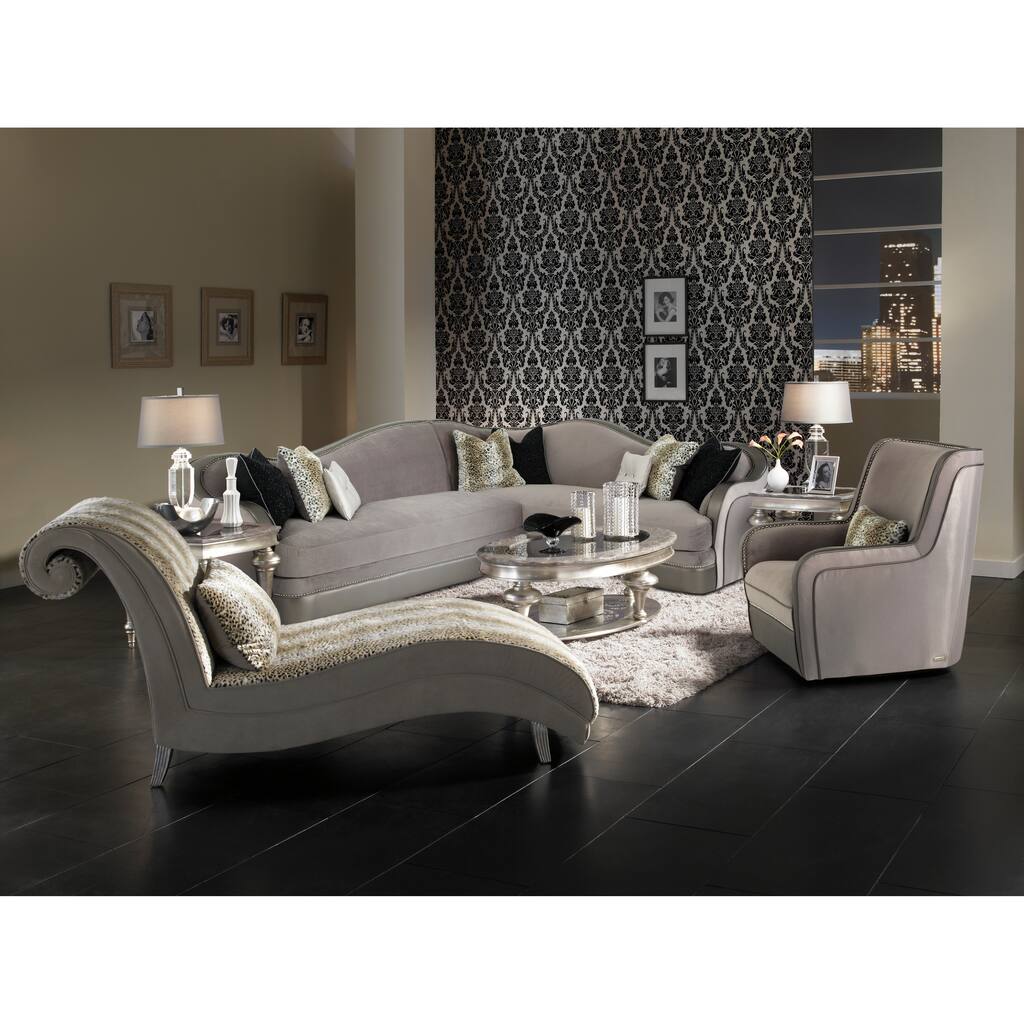 AICO Hollywood Swank Silver Sectional Sofa Set