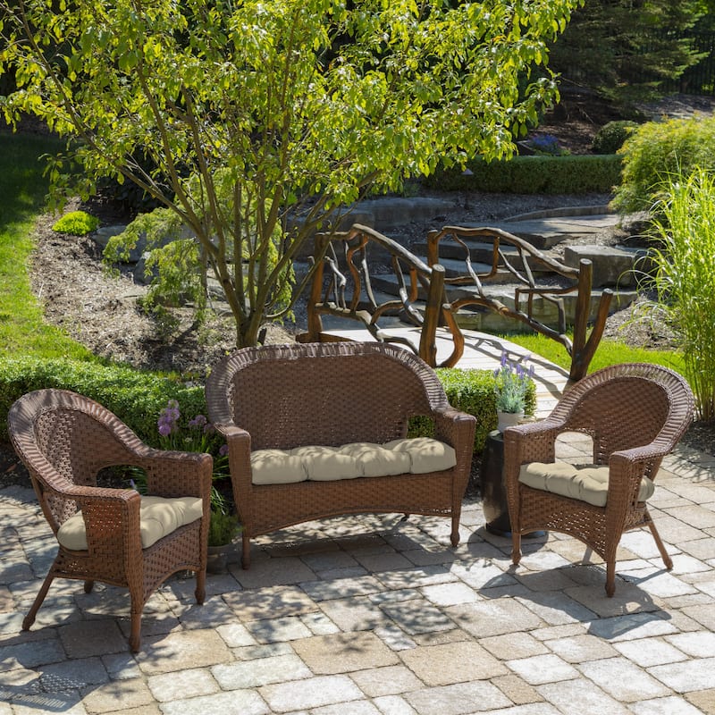 ARDEN New Tan Leala Texture Wicker Settee Cushion - 18 in L x 41.5 in W x 5 in H