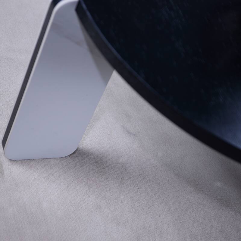 Round Nesting Coffee Table Set of 2, Sintered Stone Top Nesting Tables with Metal Frame, Modern Accent Side Table Set