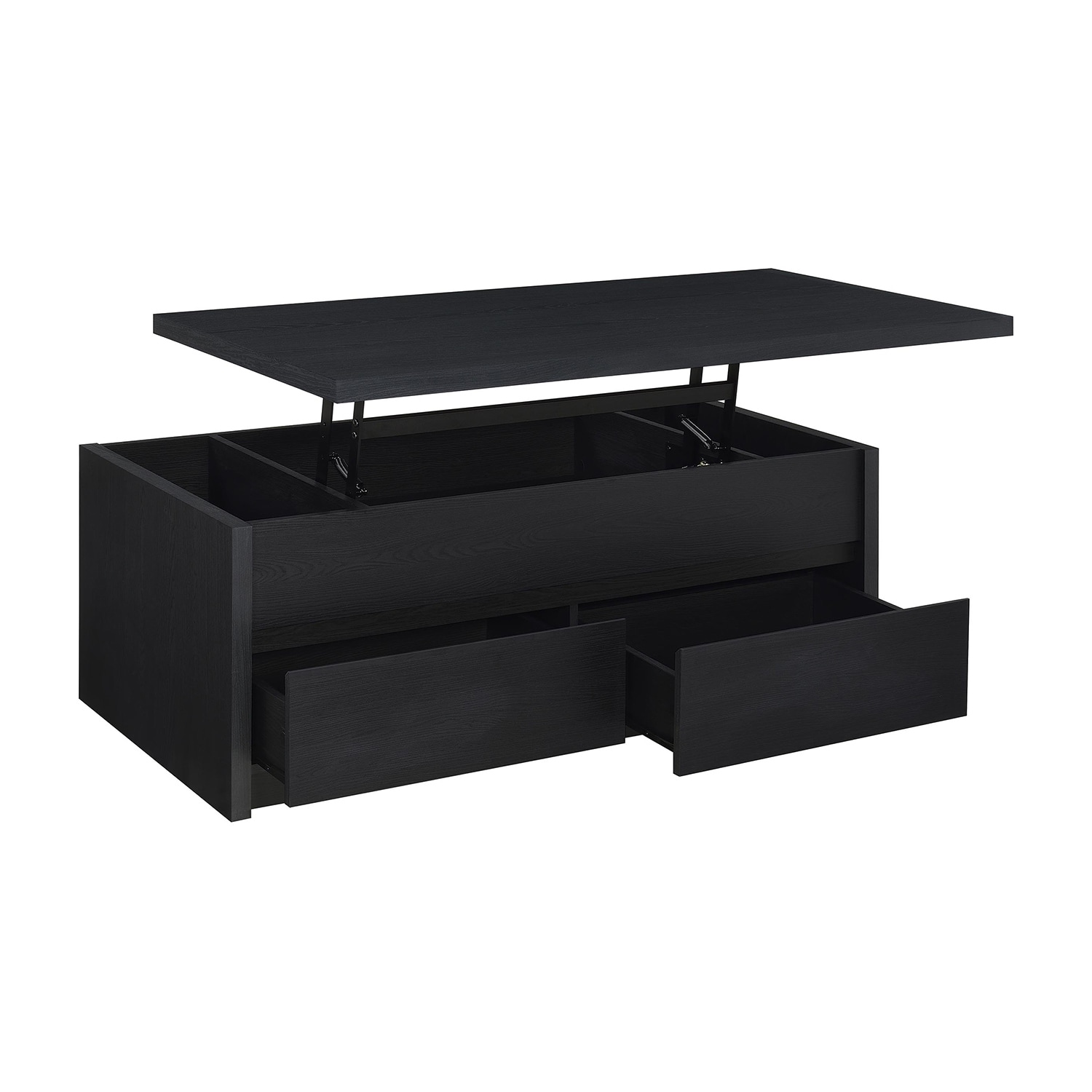 Lift Top Wooden Cocktail Coffee Table with 2 Drawers in Black