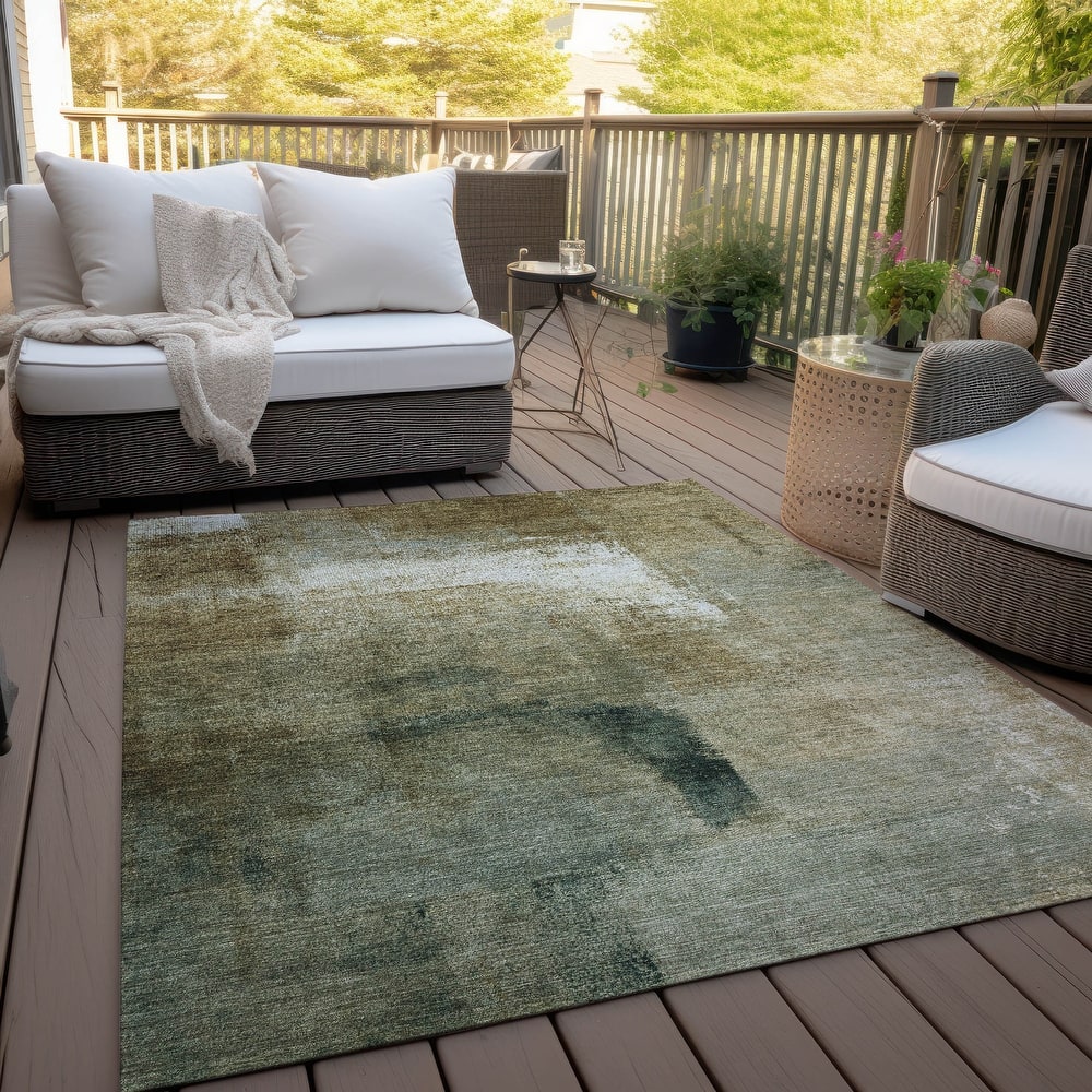 Machine Washable Indoor/ Outdoor Chantille Solid Ombre Rug