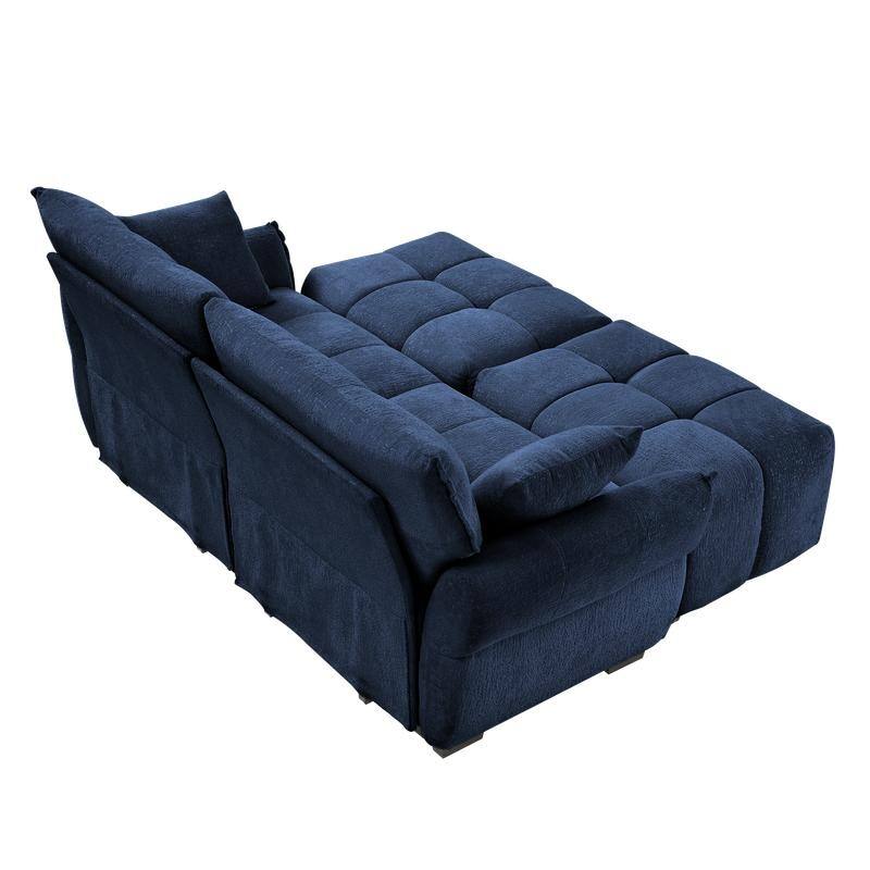 78.7" Chenille Two Seater Upholstered Sofa, 2 Ottoman