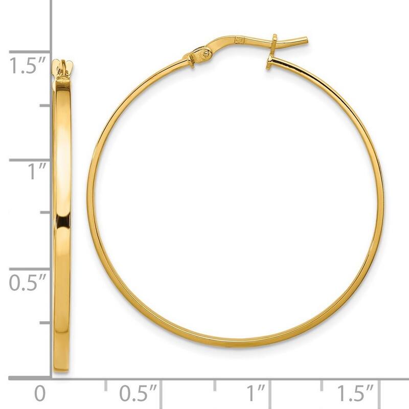 Curata 14k Yellow Gold Polished 35x2mm Domed Hoop Earrings