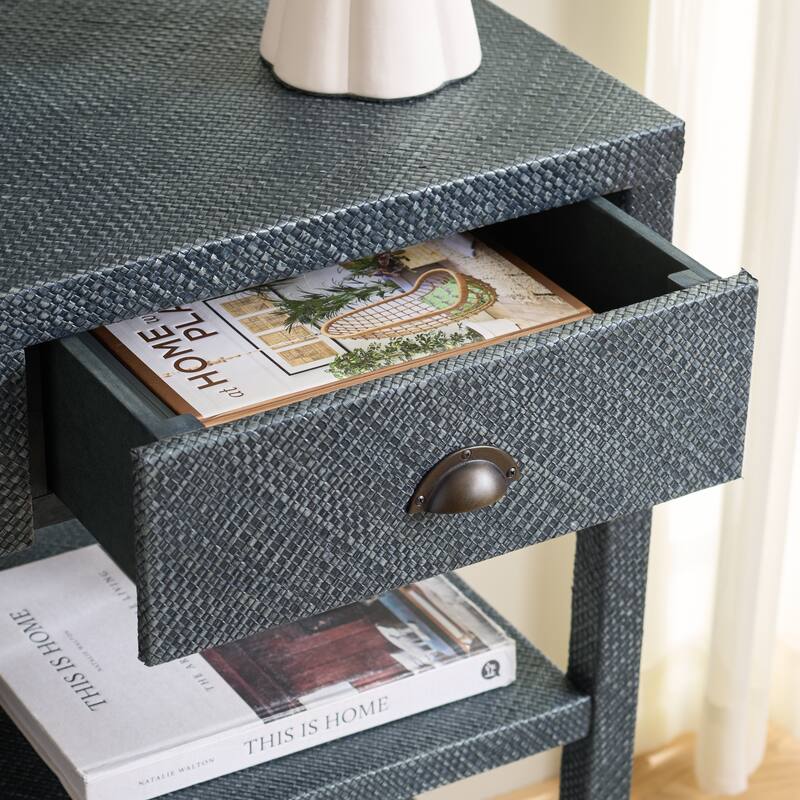 SAFAVIEH Iza Light Natural Raffia/ Gold Console Table - 31" W x 14" L x 30" H - 31"W x 14"D x 30"H