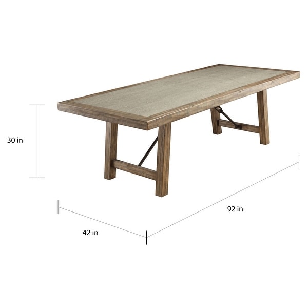 Strick & Bolton Mirella Weathered Elm 92-inch Stone-top Dining Table