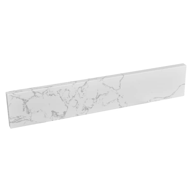 21in. White Engineered Stone Bath Vanity sidesplash in Calacatta-style - 21in. X 4in. - 21in. X 4in.