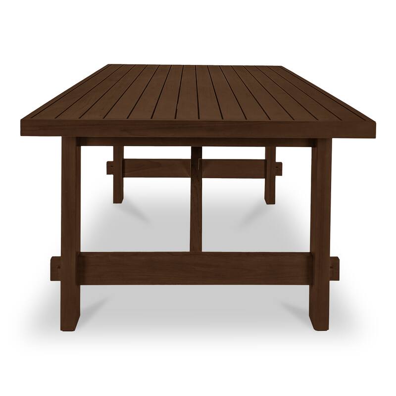 NADAAL STUDIOS Zirelle Outdoor Dining Table, Traditional Slatted Top, FSC Certified Solid Teak, Seats 8-10, Brown