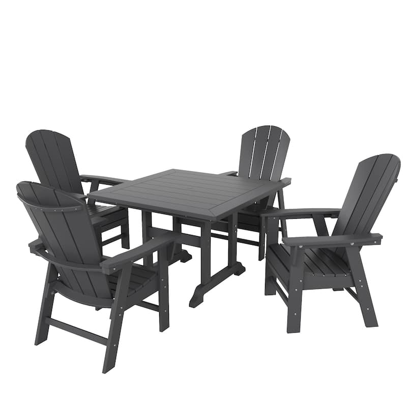Laguna Hdpe All Weather Outdoor Patio Square Adirondack Dining Chairs Set (5-Piece Set)