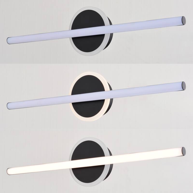 Whittier 1-Light 23.75 inch Wide Matte Black Bathroom Vanity Lighting Fixture, Center Night Light, White Shade, LED Wall Sconce