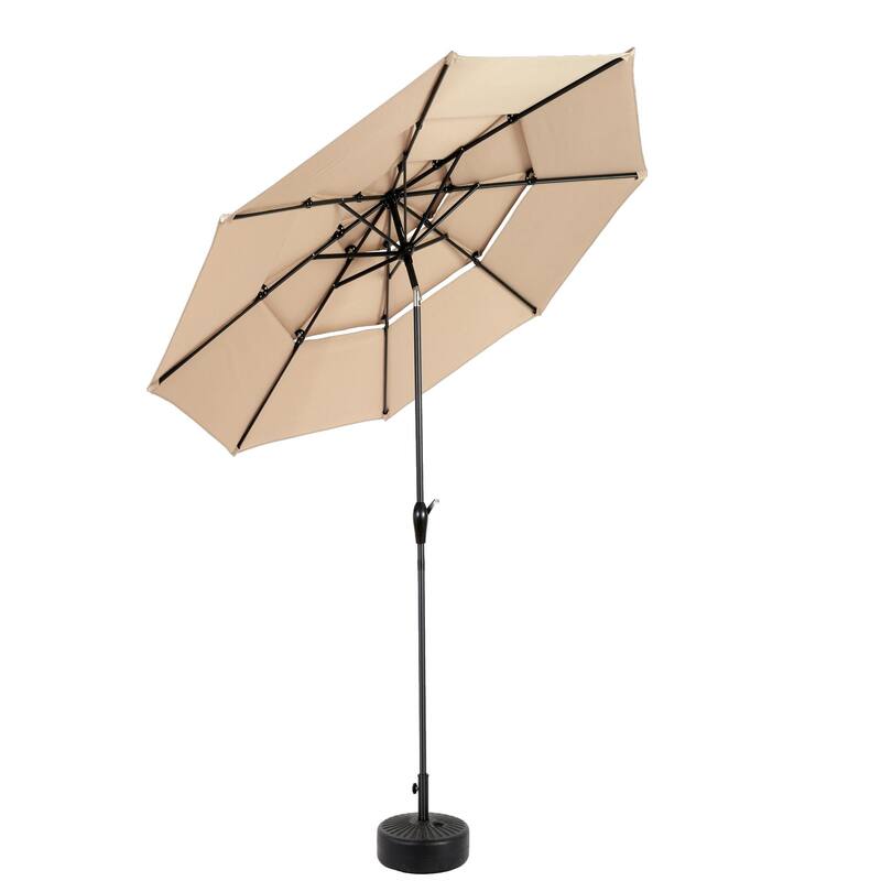 Topcraft 10ft Aluminum 3 Tier Tiltable Market Umbrella - khaki