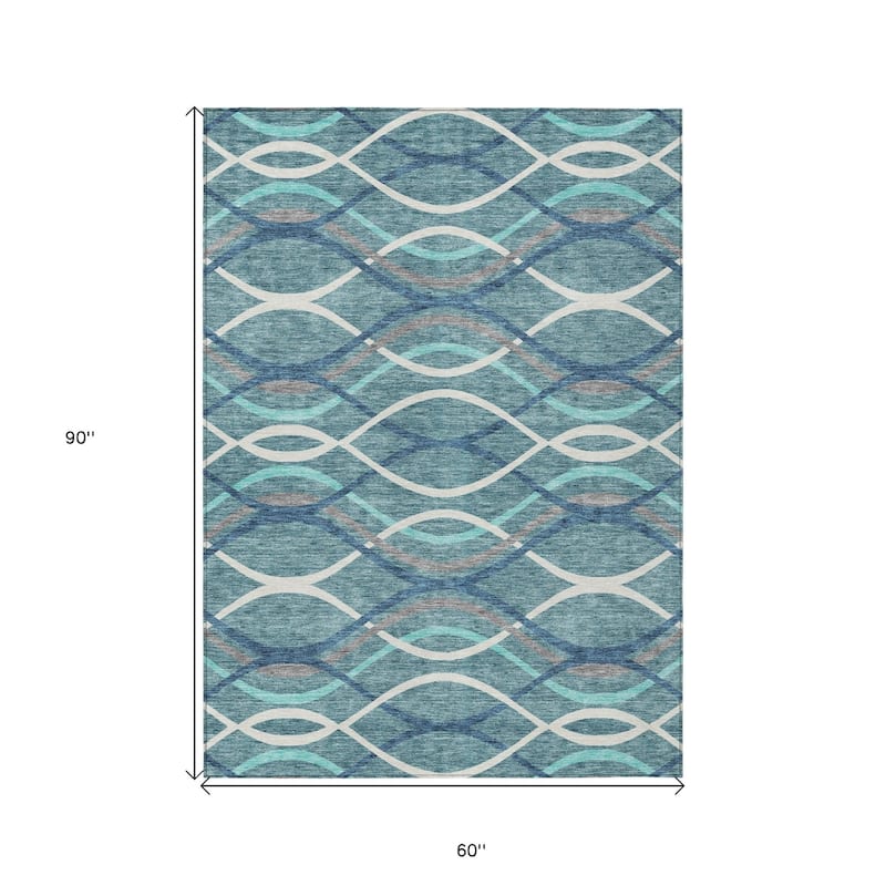 HomeRoots Abstract Transitional Rectangle Outdoor Rug