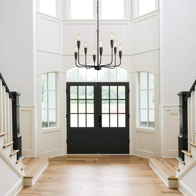 KAWOTI 8-Light Dimmable Candle Style Traditional Chandelier - W25"*H43"