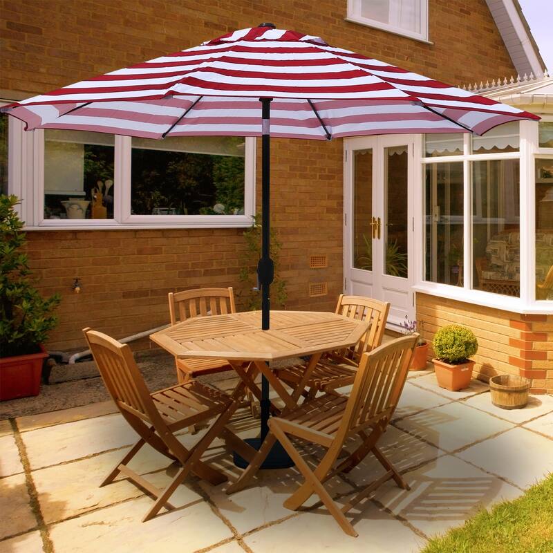 Maypex Striped Crank and Tilt 9-foot Market Umbrella