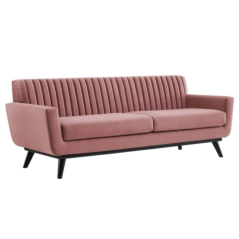 Engage Channel Tufted Performance Velvet Sofa - Dusty Rose