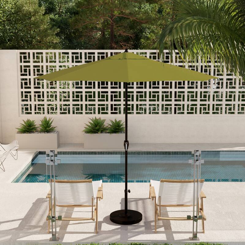 North Bend 9-foot Round Auto-tilt, Bronze Finish, Sunbrella Patio Umbrella by Havenside Home - Macaw