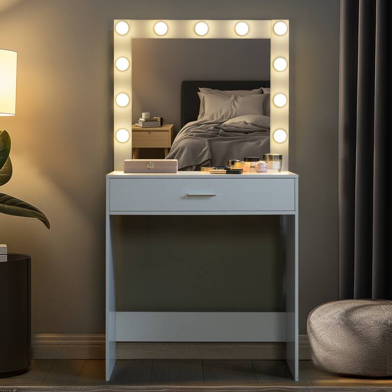 Girls Makeup dressing Table with 3 Color LED Lighting Modes