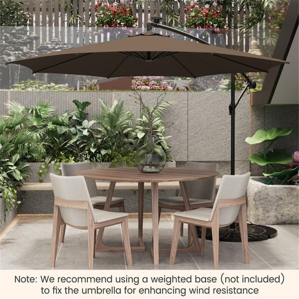 corliving patio umbrella with solar power led lights Polytrends 10 Ft. Solar Power Lighted Patio Umbrella with Base Stand Grey Stripe