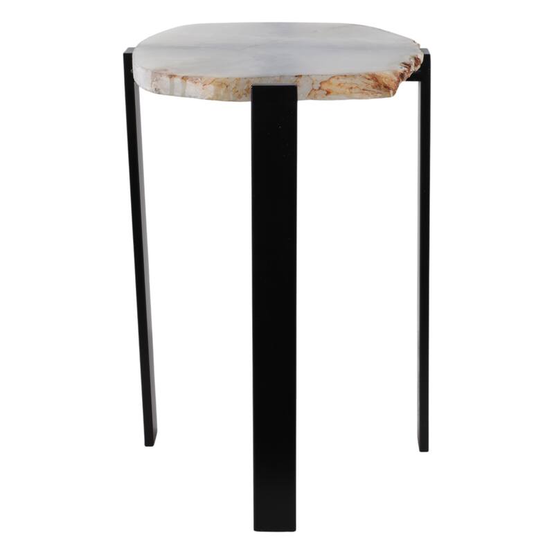 Stone Agate Accent Table Contemporary Round Modern Design - 20" Black - 18" x 14.25" x 20"