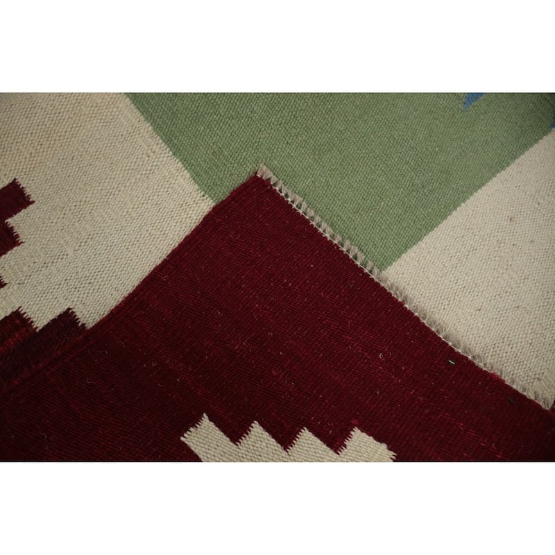 Hand Woven Oriental 100% Wool Carpet Southwestern Tribal Multi-Colored Kilim Area Rug - 9' 0'' X 6' 3''