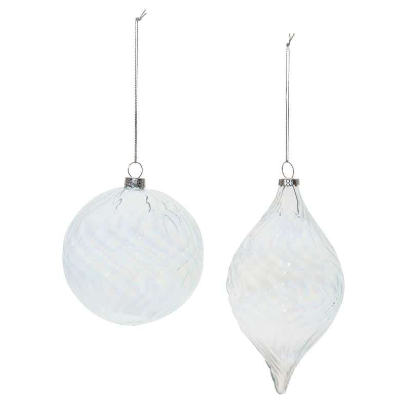 Clear Wavy Glass Ornament (Set of 6)