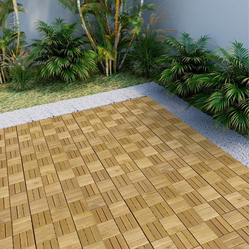 1 ft. x 1 ft. Acacia Wood Outdoor Interlocking Deck Tiles, Box of 10