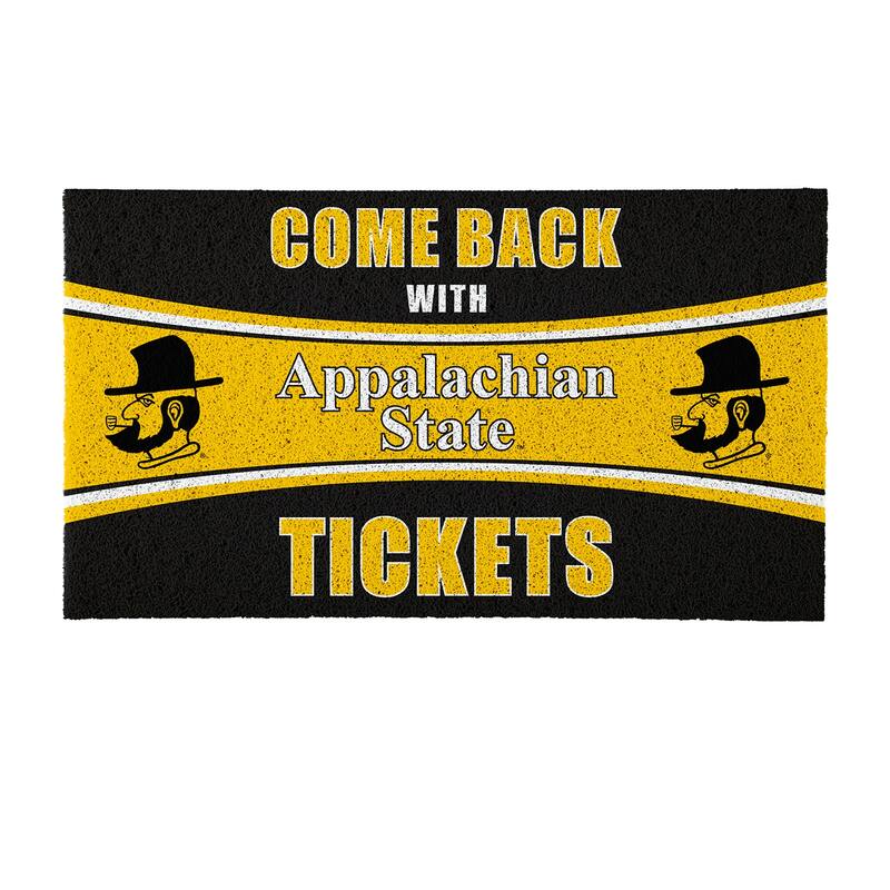 Appalachian State University 28 in. x 16 in. PVC "Come Back With Tickets" Trapper Door Mat