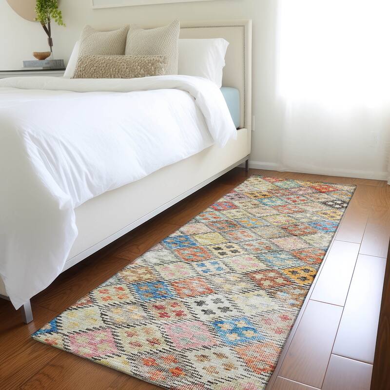 Machine Washable Indoor/ Outdoor Boho Modern Chantille Rug - Paprika - 2'3" x 7'6"