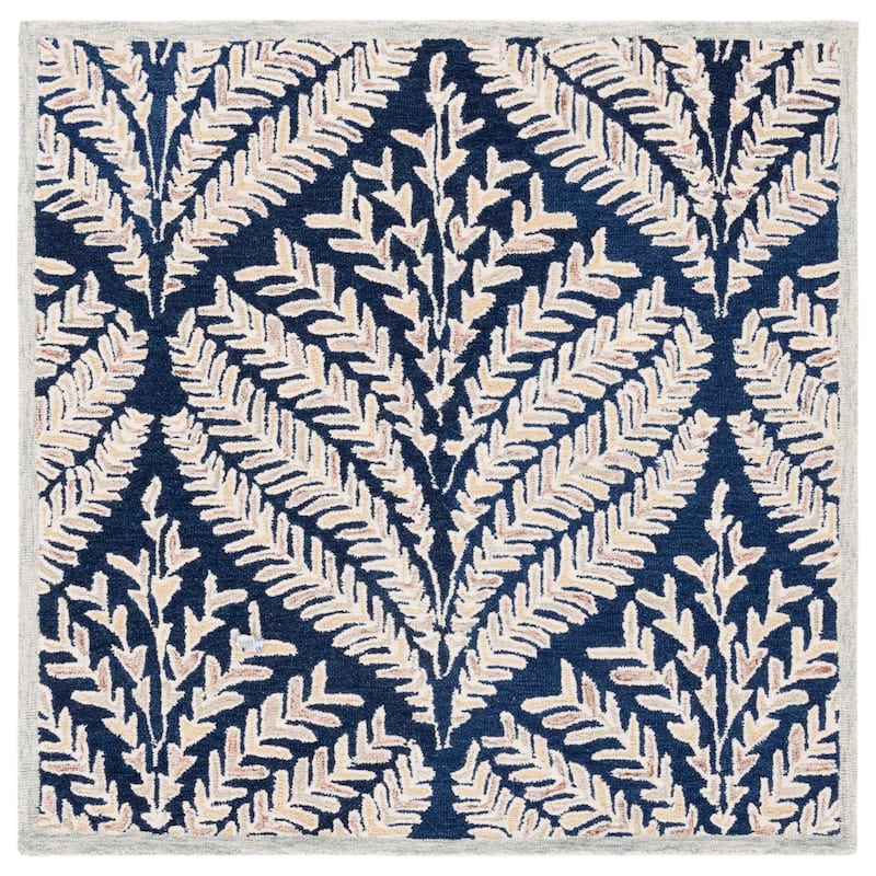 SAFAVIEH Handmade Capri Kert Wool Rug - 5' Square - Navy/Ivory