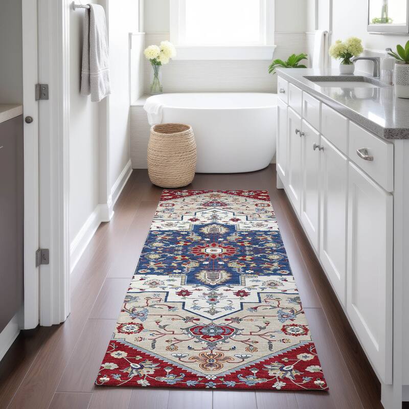 Machine Washable Indoor/ Outdoor Traditional Kolkata Chantille Rug