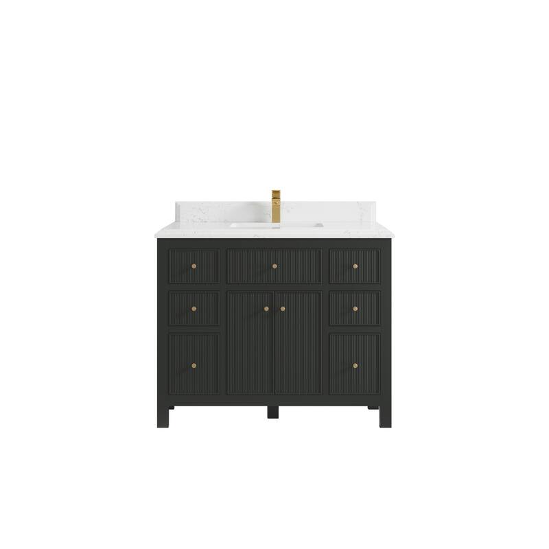 Willow Collections 42 in W x 22 in D Sonoma Free Standing Reeded Single Sink Bathroom Vanity with Countertop