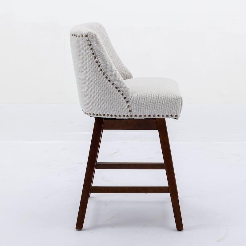 GDF Studio - Meryn Upholstered 26-Inch Counter Height Swivel Bar Stools with Curved Back (Set of 2)